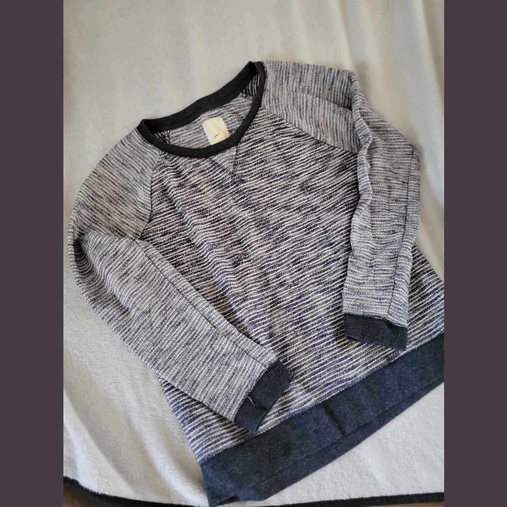 Levis Top Sweater size XL Oversized Blue White Striped Metallic Thread LS